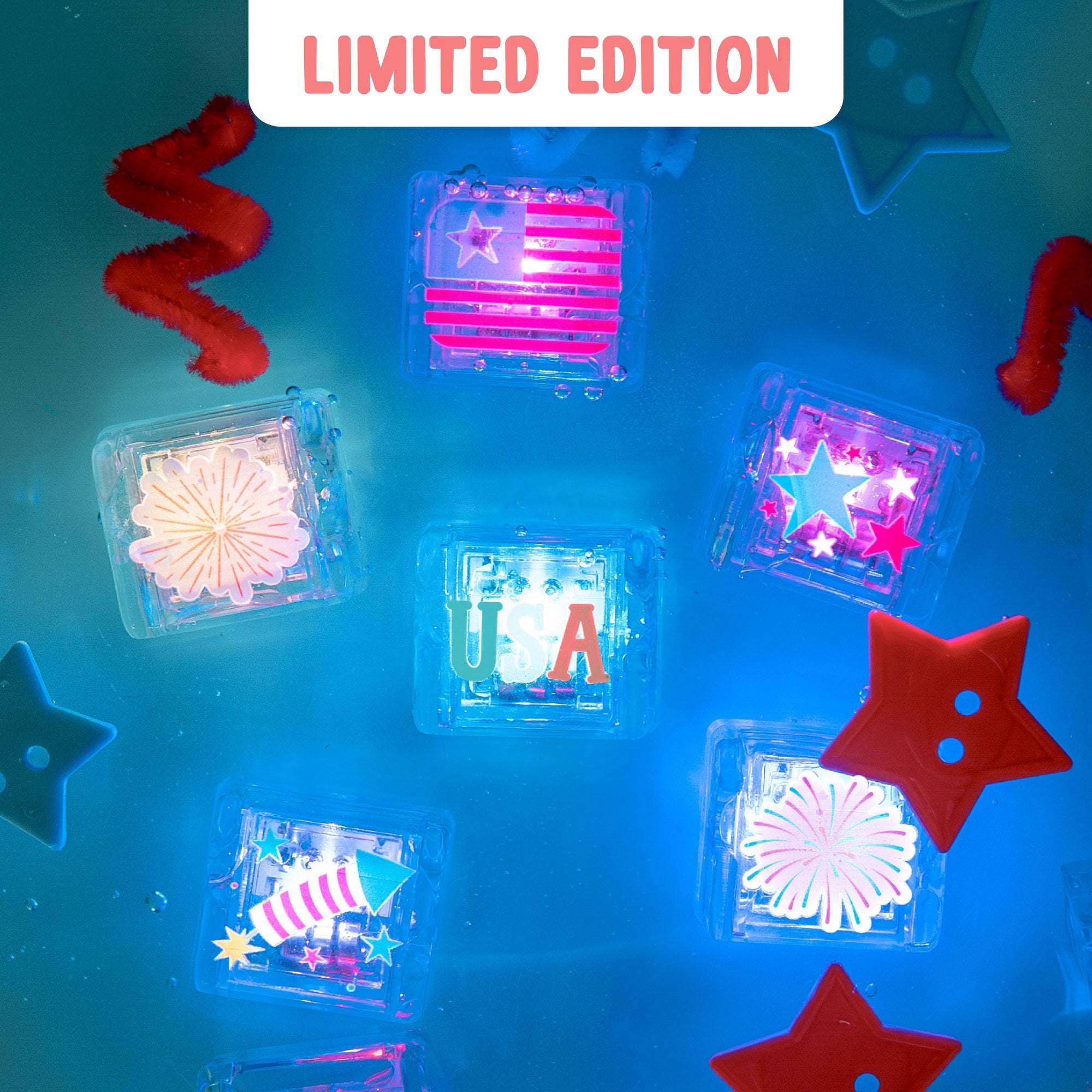 Patriotic Light-Up Cubes 6-Pack