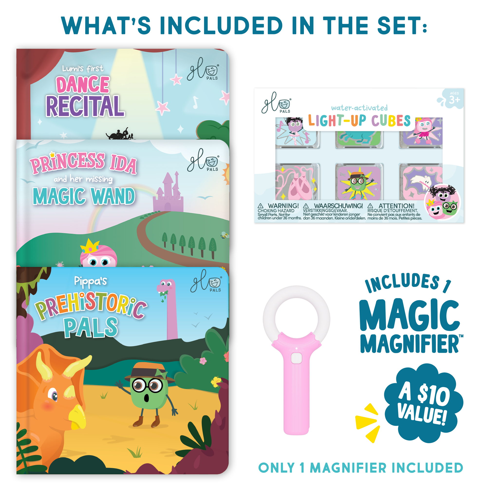 Light-Up Library™ - 3 Book Set, Girls + Matching 6-Pack Cubes