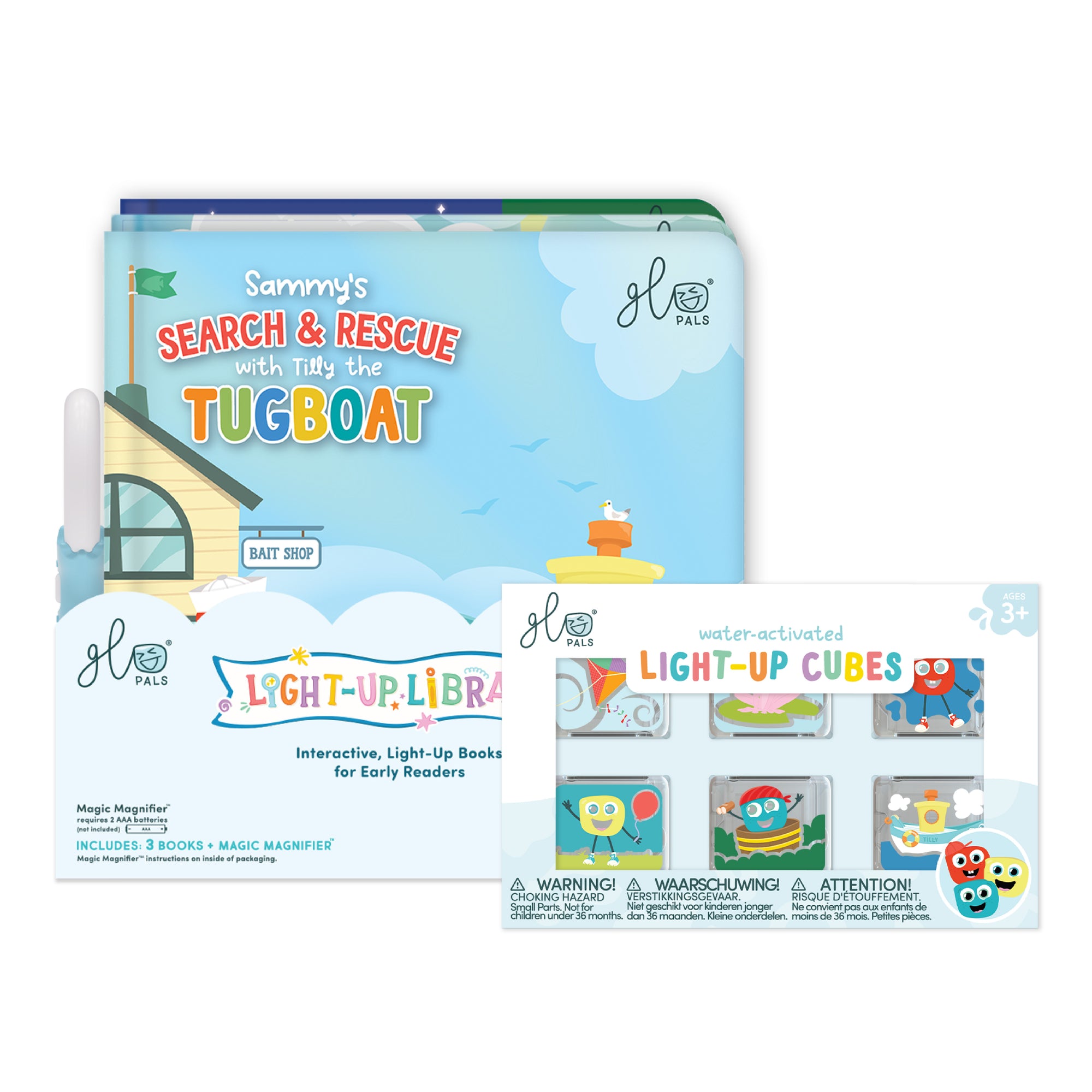 Light-Up Library™ - 3 Book Set, Boys + Matching 6-Pack Cubes
